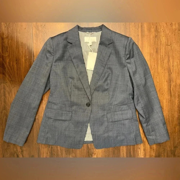 Hugo Boss Jaseia Virgin Wool Blazer Size 12 Navy Single Breasted Business NWT - Picture 3 of 16